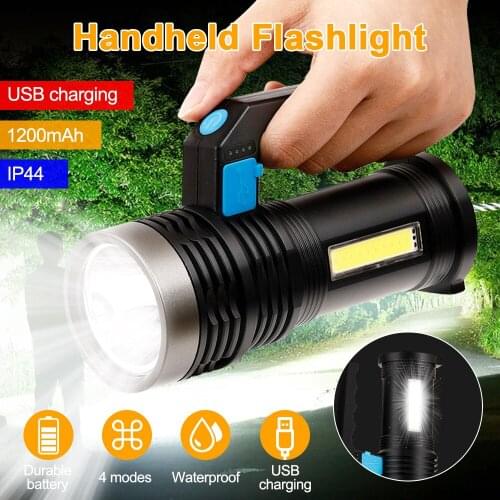 Led High-light Super-light Flashlight USB Charging Outdoor High-power Long-range Portable Household Lamp With COB Sight Light