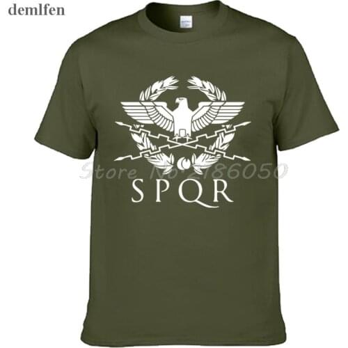SPQR Roman Gladiator Imperial Golden Eagle T-Shirt Mens Casual Short O-Neck T shirt Harajuku Tops Tees Shirt Plus Size