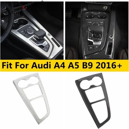 Yimaautotrims Stainless Steel Carbon Fiber Look Interior For Audi A4 A5 B9 2016 - 2020 Gearbox Stalls Shift Panel Cover Trim