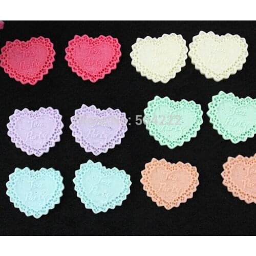 Set of 100pcs resin Kawaii heart tea party Cell phone decor embellishment for diy decor 27mm SZ0504a
