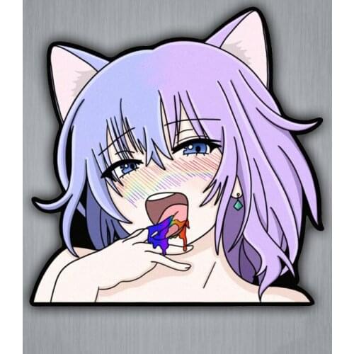 Car Styling Sticker Cartoon Cat Girl Dirt Bike Auto Truck Dirt Bike Vans Graphics Helmet Decals