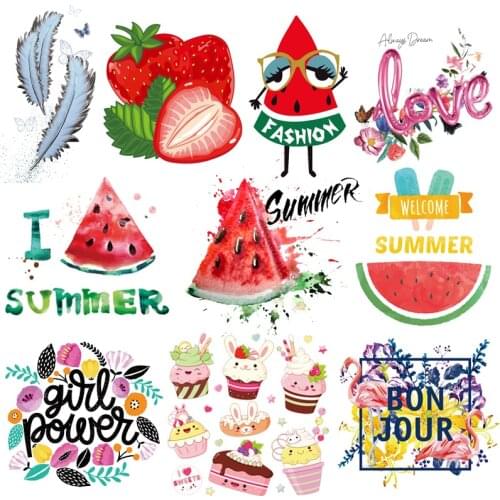 Watermelon Patches For Clothes DIY Iron-On Transfers For Clothing Vinyl Heat Transfer Flower Stickers On Clothes Summer Applique