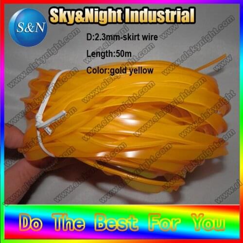 New 2017 flexible neon cold el skirt wire-2.3mm-gold yellow+free shipping in ten colors without inverter