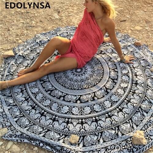 New Arrivals Round Beach Blanket Printed Yoga Mat Beach Roundie Mandala Circle Blanket Round Tapestry Yoga Blanket #G13