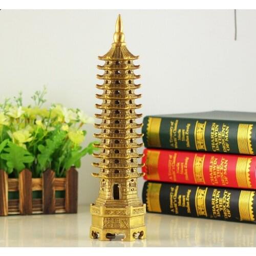 Office home protective-efficacious Talisman House Protection Money Drawing 30 CM TALL 13 floor pagoda Brass statue