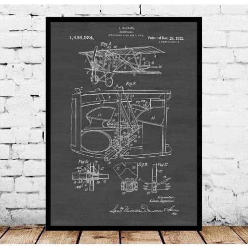 Airplane Patent 1922 Blueprint Poster