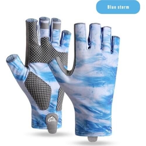 Outdoor Cycling Gloves Men Women Hands Protection Gloves Breathable Ice Silk Fishing Gloves Kayaking Rowing Fingerless Gloves