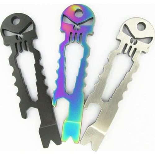 Crowbar pendant keyring Beer Bottle Opener multi pocket tool Prybar Pry bar gadget camp hike outdoor Skull