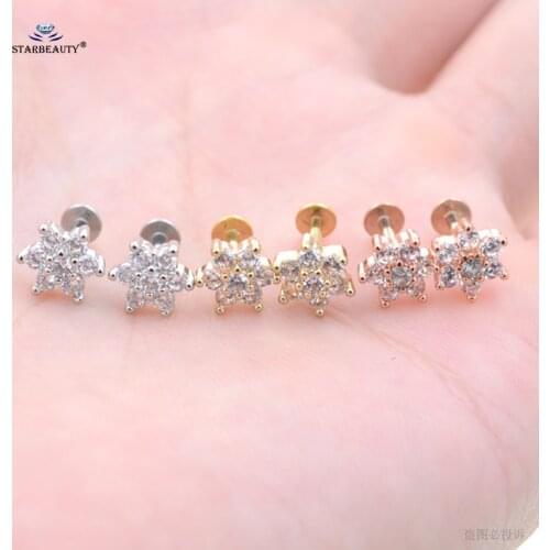2pcs 16G Gem Star Labret Lip Piercing Oreja Clear Bijoux Helix Piercing Cartilage Earrings Stud Tragus Piercing Pircing Jewelry
