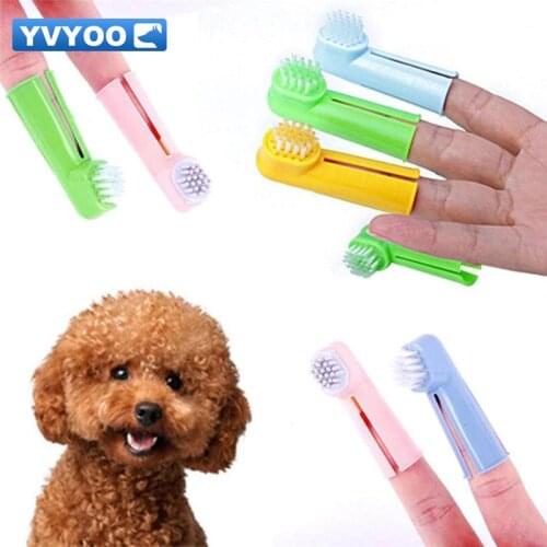 YVYOO Super Soft Pet Finger Toothbrush Teddy Dog Brush Addition Bad Breath Tartar Teeth Care Dog Cleaning Supplies W520