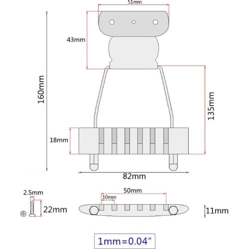 WXTF Archtop Jazz Trapeze Short 6 String Tailpiece Bass Guitar Bridge With Screws