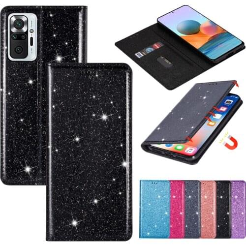 Mi 11 Ultra Glitter Leather Case for Xiaomi Mi Poco X3 NFC Redmi Note 10 Pro 8T 9C 9A Slim Magnet Flip Protection Phone Cover