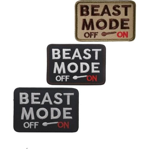 Embroidery Military Tactical Badge BEAST MODE OFF ON Patch Decorative Stickers For Clothing Backpack Vest DIY
