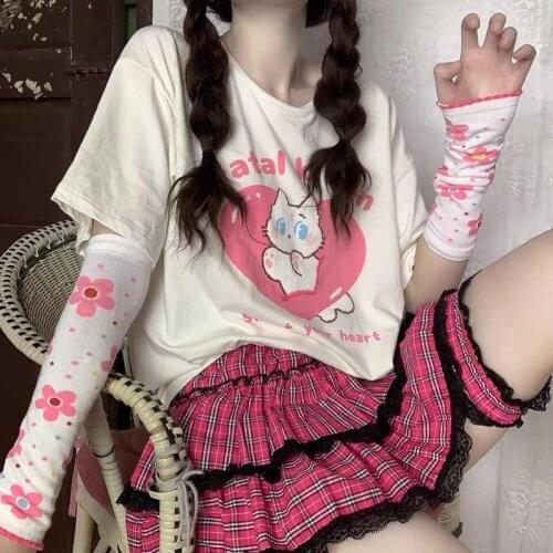 Y2k rose red plaid skirt female ulzzang Harajuku sweet and cute lace border cake skirt summer fashion high waist punk tutu skirt