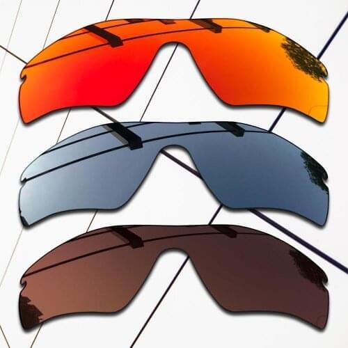 E.O.S 3 Pieces Brown & Fire Red & Black Chrome Polarized Replacement Lenses for Oakley RadarLock Path OO9181 Sunglasses