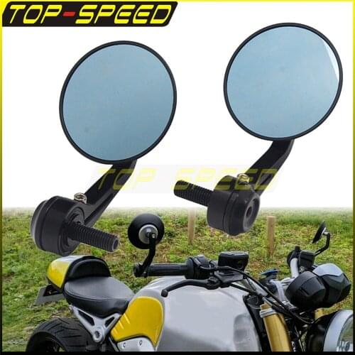 Universal 12mm Motorcycle Black Handle Bar End Side Rearview Mirrors For BMW R nineT Scrambler Pure Racer Urban F 800R HP4