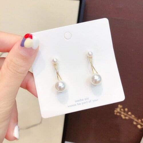 2020 New Fashion Cross Pearl White Imitation Pearl pendant Earrings Women Elegant Gift Jewelry wholesale