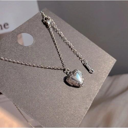 Fashion Love Heart Pendant Necklace for Women Silver Color Sweet Cute Design Necklace Trendy Fine Jewelry Gifts
