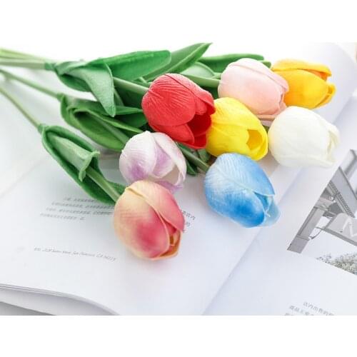 10pc Spring Home Wedding Decoration Artificial Tulips Flower PU Fake flowers Real Touch