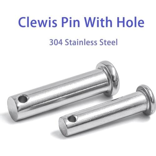 2/5/10 Pcs M3 M4 M5 M6 M8 M10 Stainless Steel 304 Shaft Flat Head Pins with Hole Positioning Cylindrical Clevis Bolt