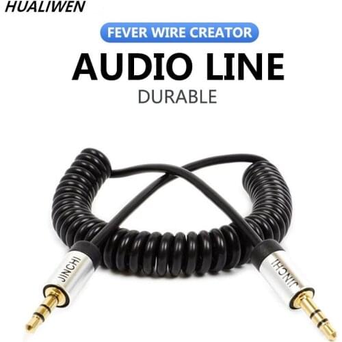 3.5 Extension Auxiliary Cable 3.5mm Male-to-Male Telescopic Spring Audio Cable Car AUX Spring Audio Cable