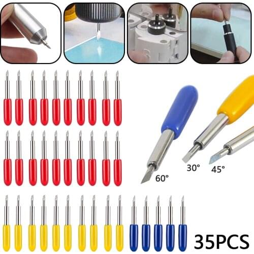 35 Pcs 30/45/60 Degree Roland Cricut Cutting Plotter Vinyl Cutter Offset Knife Blades for Sharp and Durable Carving Tools