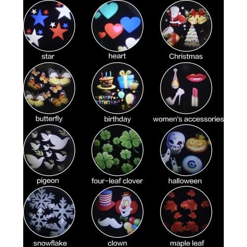 4 Pattern Card For Laser Projector Lamps LED Stage Light For Christmas Birthday outdoor decoration Light