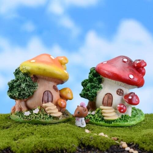 4 colors Mushroom House Miniature Fairy Garden Home Houses Decoration Mini Craft Micro Landscaping Decor DIY Accessories