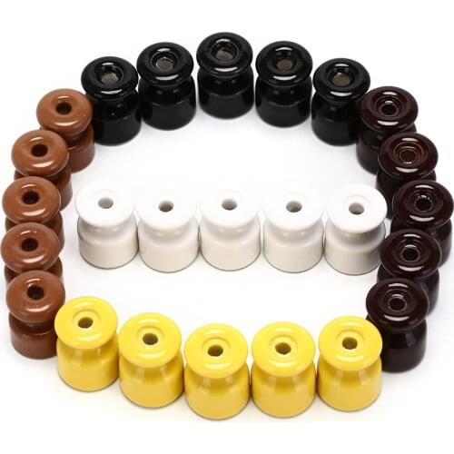 5pcs Porcelain Insulator High Frequency Electric Porcelain Ceramic Insulator for Wall Wiring Ceramic Insulators 5 Colors