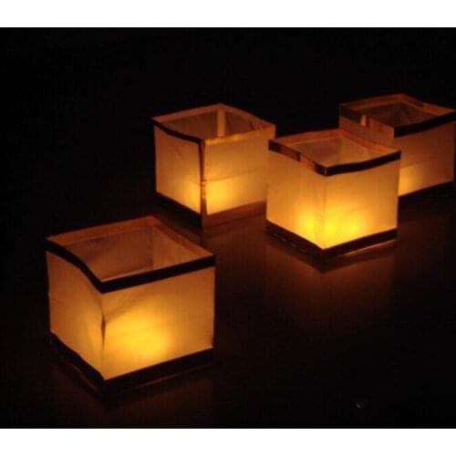 500pcs 11cm/15CM Waterproof Chinese Square Water Floating Candle Wishing Paper Lanterns Yellow Light Party Birthday Decoration