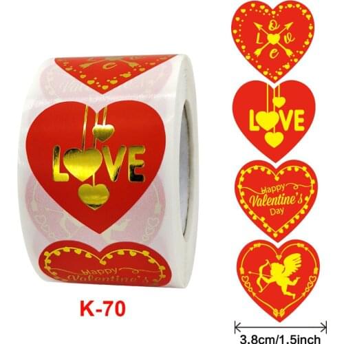 500pcs/roll 1.5'' Red Heart shape LOVE Stickers seal labels scrapbooking for Package wedding decoration stationery sticker