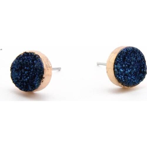 Beadsland round shape 1cm nature stone stud earring fashionable women men concise unqiue studs earring hot selling gifts