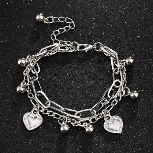 Heart Bracelet Silver Color Chain Bangle Fashion Women Bracelet Argent For Lovers Friendship