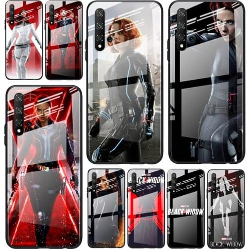 Tempered Glass Cover Marvel Avengers Super Hero Black Widow For Huawei Honor 30 20 10 9X 8X Pro Plus Lite Phone Case Shell