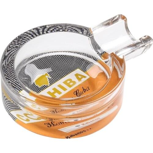 COHIBA Glass Cigar Ashtray Portable Cigar Accessories Tobacco Smoking Travel Cigarette Cuba Ash Trays 1 Slot