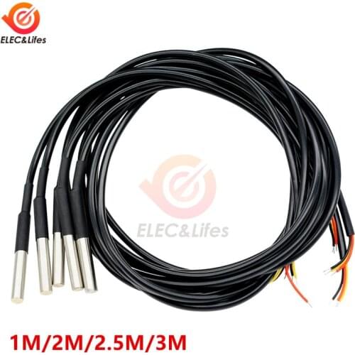 DS18B20 DS18S20 NTC Thermistor Temperature Sensor Waterproof Probe Cable Stainless steel package 10K 1% 3950 Digital temp sensor