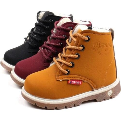 2020 Kids Snow Boots For Girls Boys Shoes Fashion Soft Sole Toddler Baby Girl Boot 21-30 Autumn Winter Warm Fur Children Boots