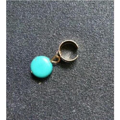 Ex227 Fashion Vintage Blue color stone Geometric Oblate No ear hole ear clip Womens Jewelry Accessories 1pcs