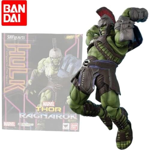Bandai Original S.H.Figuarts Marvel Legends Hulk Thor Ragnarok Pvc Anime Action Figures Collection Model Toys Birthday Gift 22cm