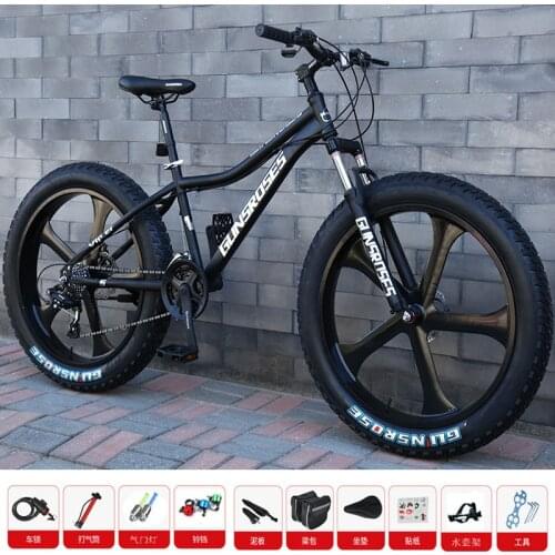 24/26 Inch Low Gear Without Damping Front Fork Variable Speed Off-road Beach Snow Adult Widened Big Wheel Fat Tire Mountain Bike