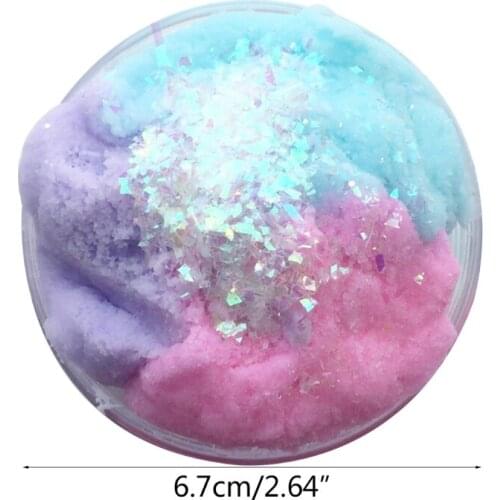 D7WF 1PC Putty Toy Colorful Fluffy Slime with Glittering Sequins Interactive Anti-Stress Toy Novelty Gag Toy Slime Toy