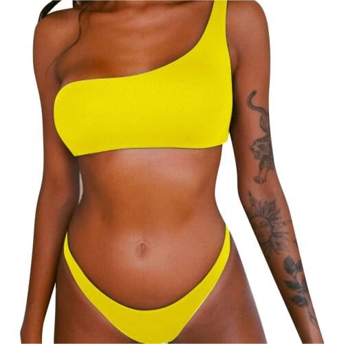 One Shoulder Bikinis Set Swimwear Women Push Up Bikini Swimsuit Bathing Suit Woman Female Beachwear Biquini Купальник Женский