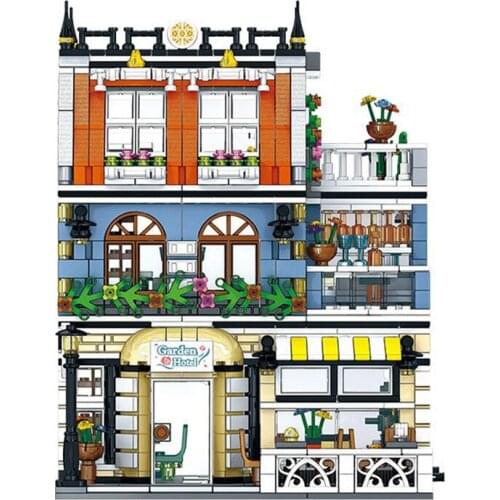 Street View Building Set Coffee Hotel Model Brick-built with Minifigures City Block Sets Store Shop Architecture for Children