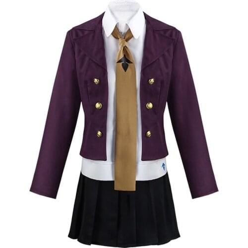Anime Danganronpa Kirigiri Kyouko Cosplay Costume Girl Student Uniform Coat+Shirt+Short Skirt+Tie 4-Piece Set Daily Clothing