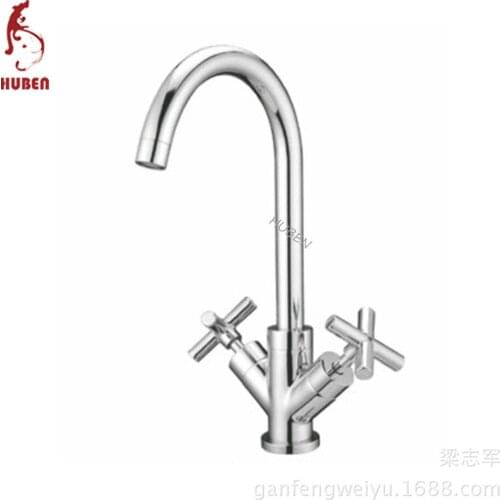 Tiger Ben double open kitchen faucet hot and cold faucet Caipen sink faucet can be rotated a full copper interfaces faucet