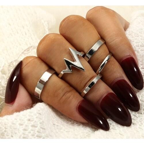 Trendy Fashion Simple Glossy Circle Ring Creative ECG Set Ring Set Female Jewelry Accessories