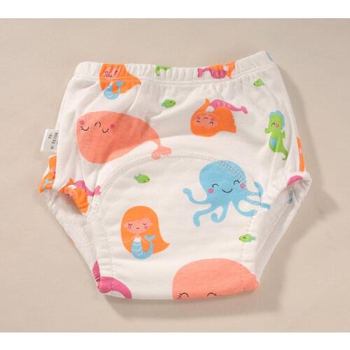 Cartoon Baby Cotton Nappies Reusable Training Panties for Kids Washable Diaper