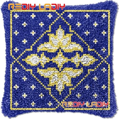 Latch Hook Cushion Blue Sky DIY Needlepoint Kits Chunky Acrylic Yarn Arts Crocheting Lofty Pillow Case Hobby & Crafts