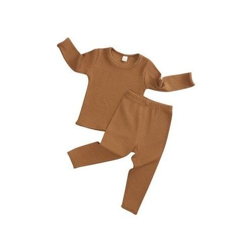 Spring and autumn new childrens pajamas baby and solid color Keng bar Luowen home suit baby autumn clothes autumn pants