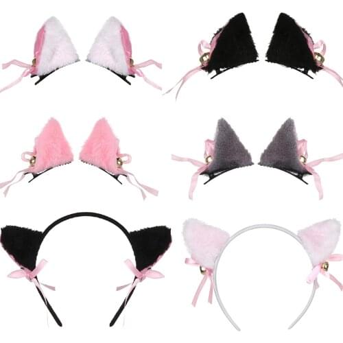 Cute Cat Ear Headband Girls Boys Anime Cosplay Costume Plush Cat Fur Ear Hairclips Beautiful Masquerade Halloween Headwear